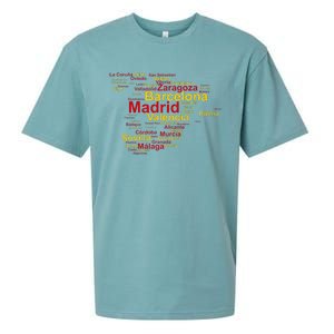 Spain Map Silhouette Towns Cities Madrid Travel Espana Sueded Cloud Jersey T-Shirt