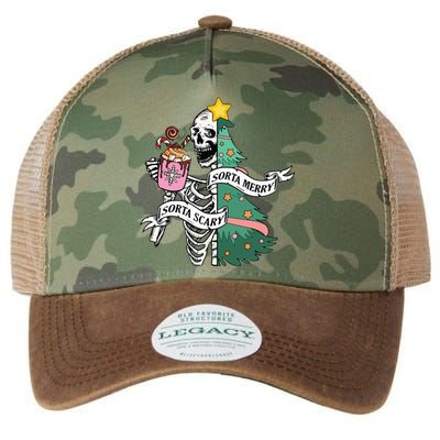 Sorta Merry Sorta Scary Christmas Christmas Skeleton Legacy Tie Dye Trucker Hat