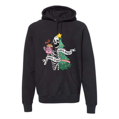 Sorta Merry Sorta Scary Christmas Christmas Skeleton Premium Hoodie