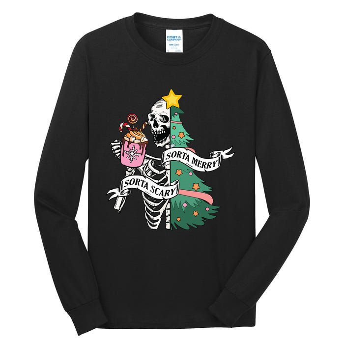 Sorta Merry Sorta Scary Christmas Christmas Skeleton Tall Long Sleeve T-Shirt