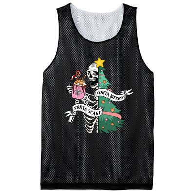 Sorta Merry Sorta Scary Christmas Christmas Skeleton Mesh Reversible Basketball Jersey Tank