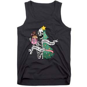 Sorta Merry Sorta Scary Christmas Christmas Skeleton Tank Top