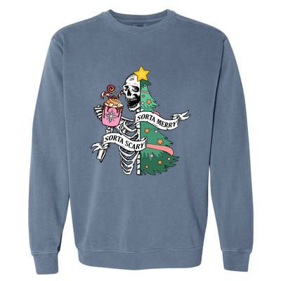 Sorta Merry Sorta Scary Christmas Christmas Skeleton Garment-Dyed Sweatshirt