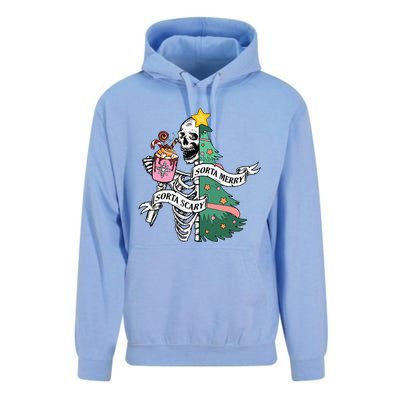 Sorta Merry Sorta Scary Christmas Christmas Skeleton Unisex Surf Hoodie