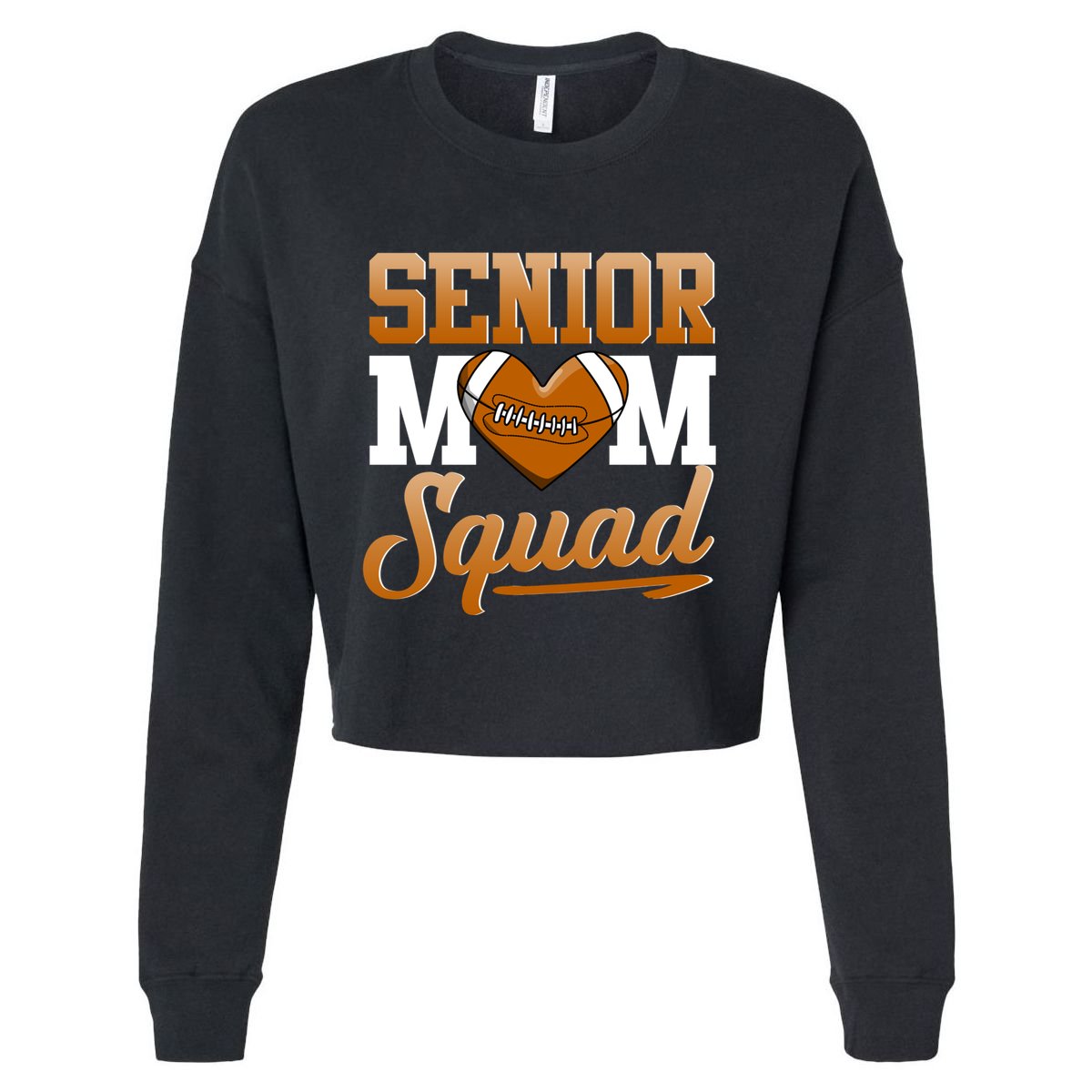 Senior Mom Squad American Football Rugby Gift Cropped Pullover Crew