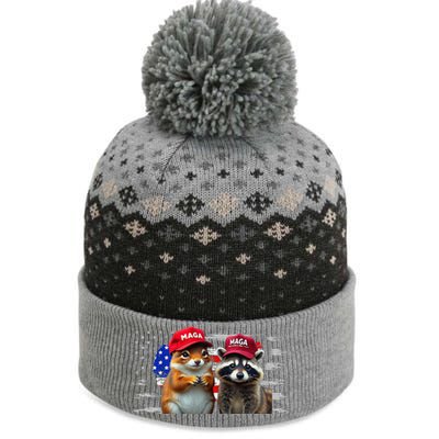 Social Media Star Peanut The Squirrel & Fred The Raccoon The Baniff Cuffed Pom Beanie