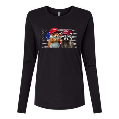 Social Media Star Peanut The Squirrel & Fred The Raccoon Womens Cotton Relaxed Long Sleeve T-Shirt