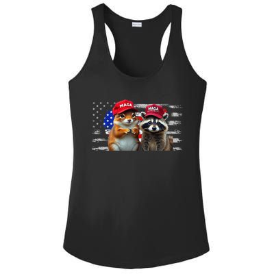 Social Media Star Peanut The Squirrel & Fred The Raccoon Ladies PosiCharge Competitor Racerback Tank