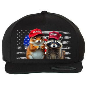 Social Media Star Peanut The Squirrel & Fred The Raccoon Wool Snapback Cap