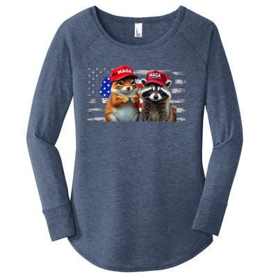 Social Media Star Peanut The Squirrel & Fred The Raccoon Women's Perfect Tri Tunic Long Sleeve Shirt