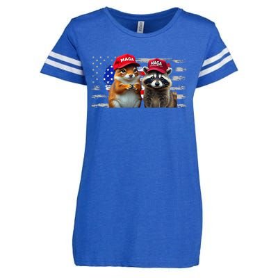 Social Media Star Peanut The Squirrel & Fred The Raccoon Enza Ladies Jersey Football T-Shirt