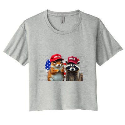 Social Media Star Peanut The Squirrel & Fred The Raccoon Women's Crop Top Tee