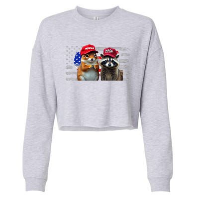 Social Media Star Peanut The Squirrel & Fred The Raccoon Cropped Pullover Crew