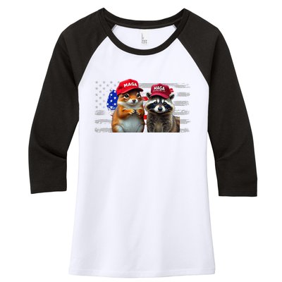 Social Media Star Peanut The Squirrel & Fred The Raccoon Women's Tri-Blend 3/4-Sleeve Raglan Shirt