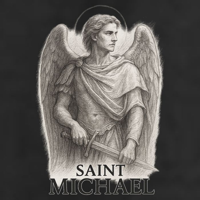 Saint Michael Sketch 7 Panel Mesh Trucker Snapback Hat