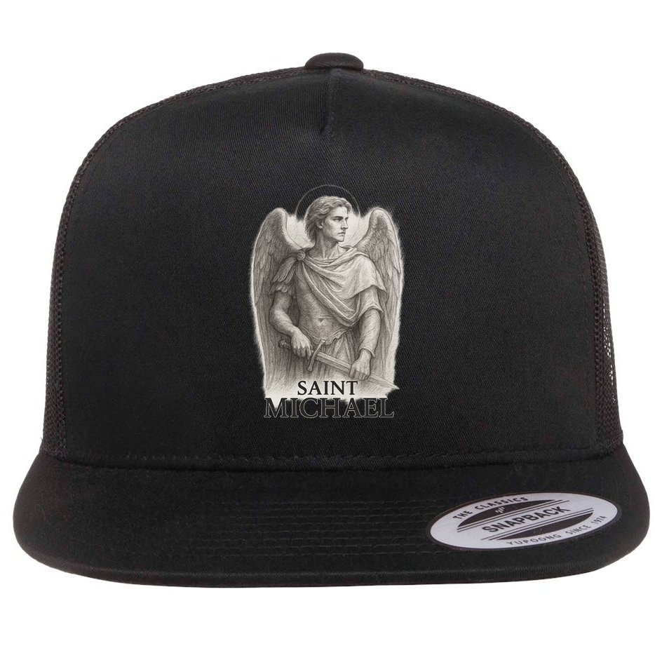 Saint Michael Sketch Flat Bill Trucker Hat