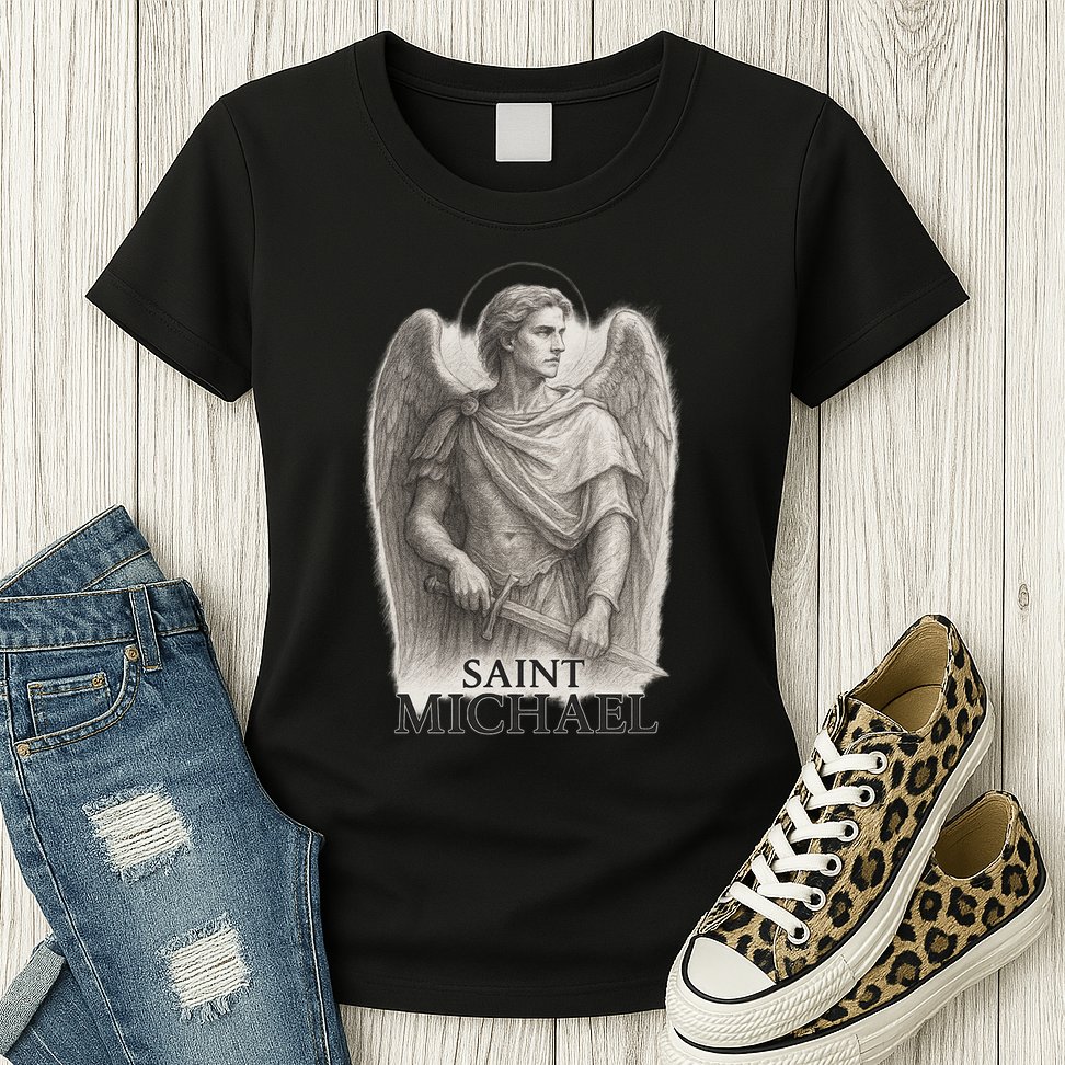 Saint Michael Sketch Womens T-Shirt