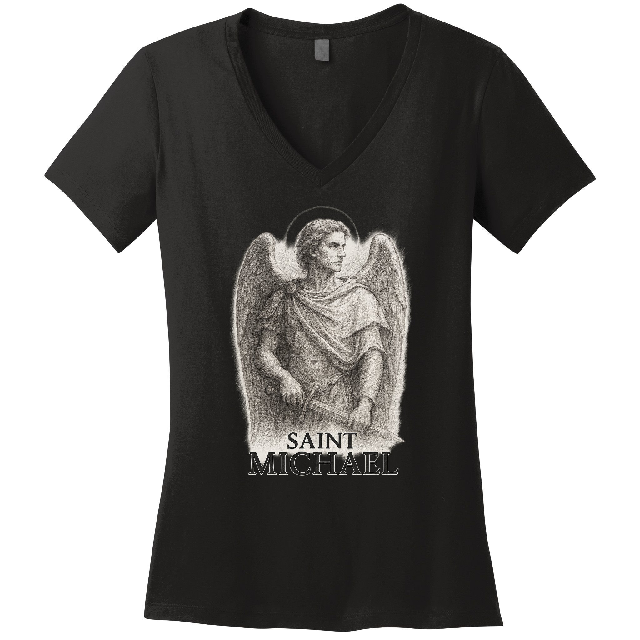 Saint Michael Sketch Women's V-Neck T-Shirt