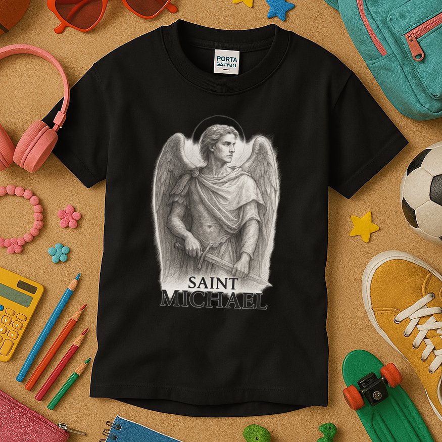 Saint Michael Sketch Kids T-Shirt