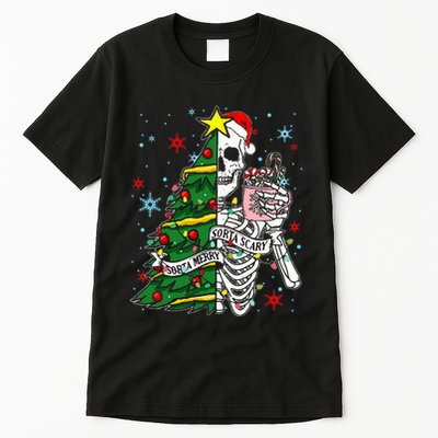 Sorta Merry Sorta Scary Skeleton Xmas Tree Christmas Funny  Tall T-Shirt