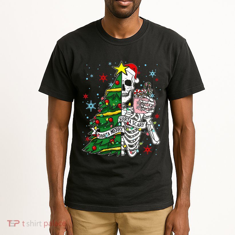 Sorta Merry Sorta Scary Skeleton Xmas Tree Christmas Funny  Tall T-Shirt