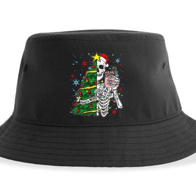 Sorta Merry Sorta Scary Skeleton Xmas Tree Christmas Funny  Sustainable Bucket Hat