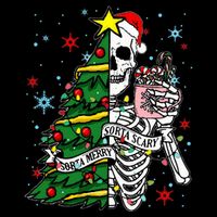 Sorta Merry Sorta Scary Skeleton Xmas Tree Christmas Funny  Drawstring Bag
