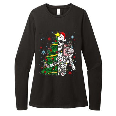 Sorta Merry Sorta Scary Skeleton Xmas Tree Christmas Funny  Womens CVC Long Sleeve Shirt