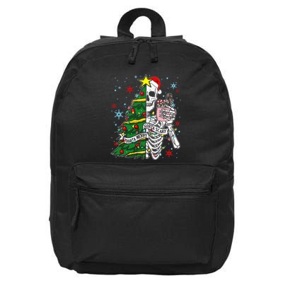 Sorta Merry Sorta Scary Skeleton Xmas Tree Christmas Funny  16 in Basic Backpack
