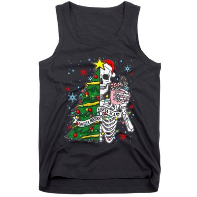 Sorta Merry Sorta Scary Skeleton Xmas Tree Christmas Funny  Tank Top