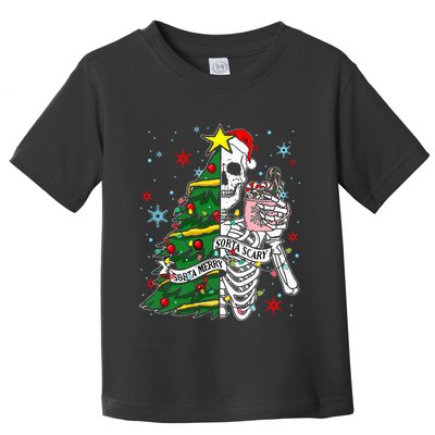 Sorta Merry Sorta Scary Skeleton Xmas Tree Christmas Funny  Toddler T-Shirt