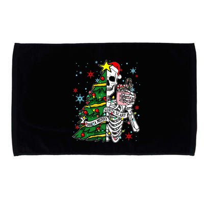 Sorta Merry Sorta Scary Skeleton Xmas Tree Christmas Funny  Microfiber Hand Towel