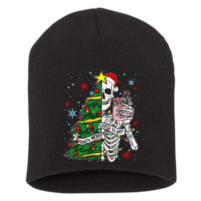 Sorta Merry Sorta Scary Skeleton Xmas Tree Christmas Funny  Short Acrylic Beanie