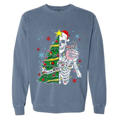 Sorta Merry Sorta Scary Skeleton Xmas Tree Christmas Funny  Garment-Dyed Sweatshirt
