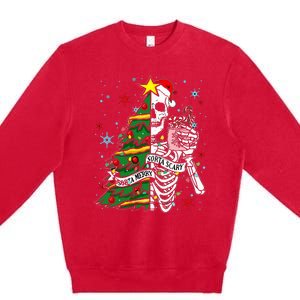 Sorta Merry Sorta Scary Skeleton Xmas Tree Christmas Funny  Premium Crewneck Sweatshirt