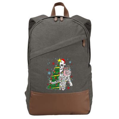 Sorta Merry Sorta Scary Skeleton Xmas Tree Christmas Funny  Cotton Canvas Backpack
