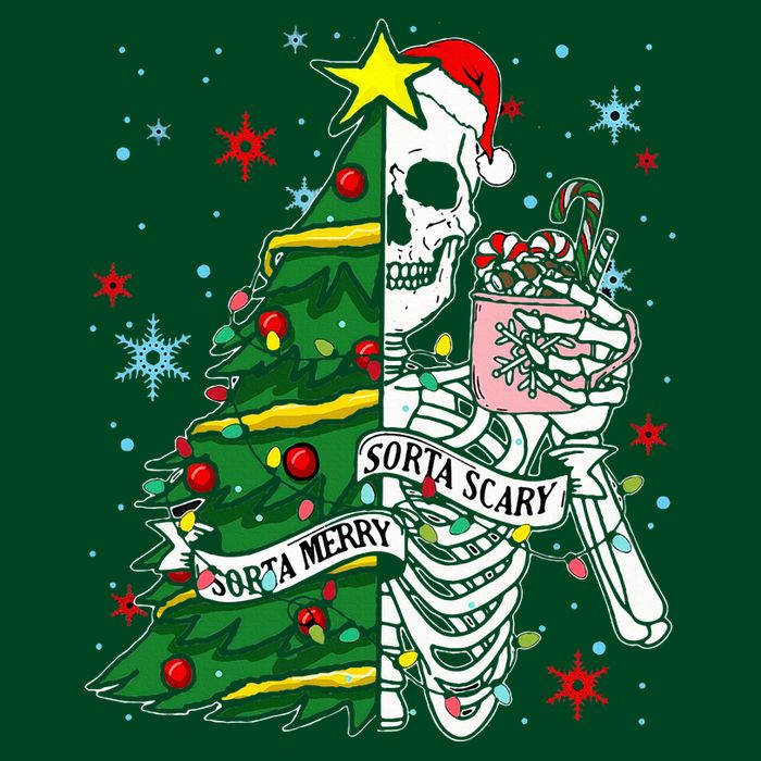 Sorta Merry Sorta Scary Skeleton Xmas Tree Christmas Funny  Performance Shirt