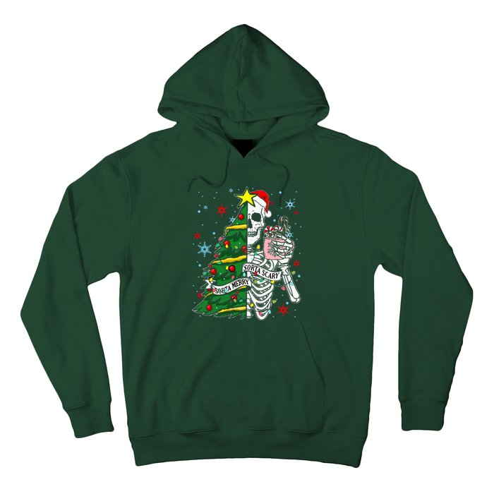 Sorta Merry Sorta Scary Skeleton Xmas Tree Christmas Funny  Hoodie