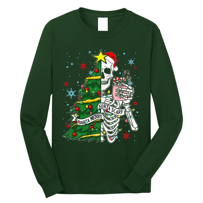 Sorta Merry Sorta Scary Skeleton Xmas Tree Christmas Funny  Long Sleeve Shirt