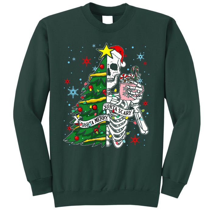 Sorta Merry Sorta Scary Skeleton Xmas Tree Christmas Funny  Sweatshirt