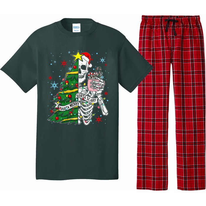 Sorta Merry Sorta Scary Skeleton Xmas Tree Christmas Funny  Pajama Set