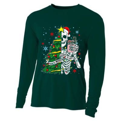 Sorta Merry Sorta Scary Skeleton Xmas Tree Christmas Funny  Cooling Performance Long Sleeve Crew