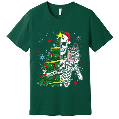 Sorta Merry Sorta Scary Skeleton Xmas Tree Christmas Funny  Premium T-Shirt
