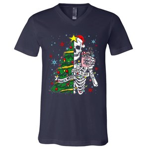 Sorta Merry Sorta Scary Skeleton Xmas Tree Christmas Funny  V-Neck T-Shirt