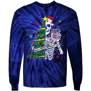 Sorta Merry Sorta Scary Skeleton Xmas Tree Christmas Funny  Tie-Dye Long Sleeve Shirt