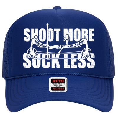 Shoot More Suck Less Funny Hunting Lovers High Crown Mesh Back Trucker Hat