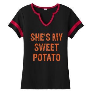 SheS My Sweet Potato I Yam Funny Set Couples Thanksgiving Ladies Halftime Notch Neck Tee