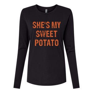 SheS My Sweet Potato I Yam Funny Set Couples Thanksgiving Womens Cotton Relaxed Long Sleeve T-Shirt