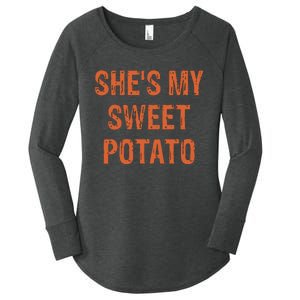 SheS My Sweet Potato I Yam Funny Set Couples Thanksgiving Women's Perfect Tri Tunic Long Sleeve Shirt