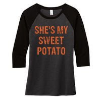 SheS My Sweet Potato I Yam Funny Set Couples Thanksgiving Women's Tri-Blend 3/4-Sleeve Raglan Shirt